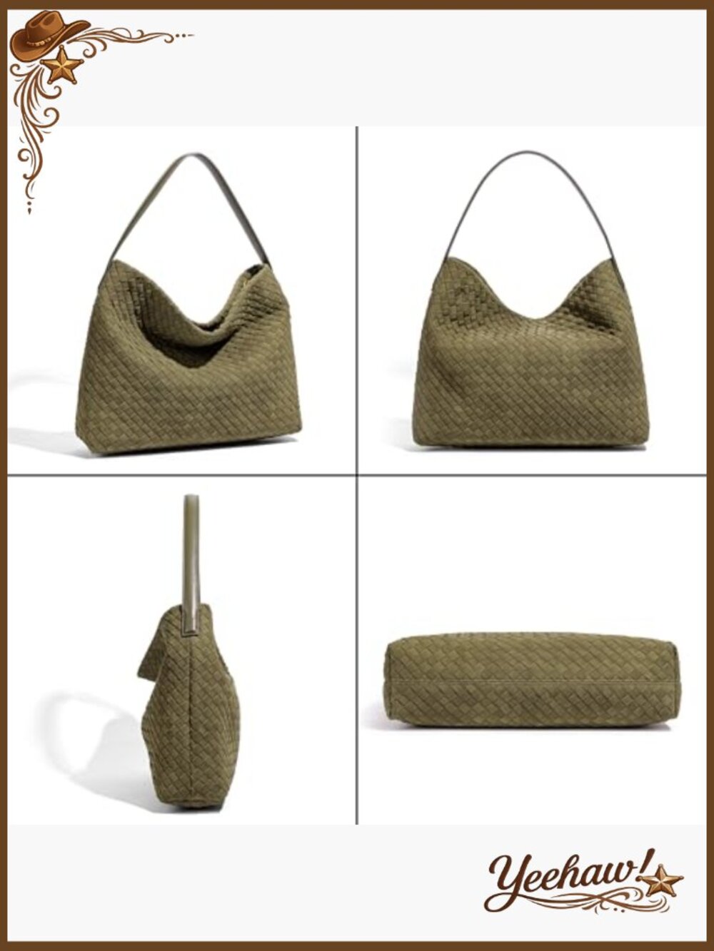 Woven Hobo Shoulder Bag Crossbody Purse Tote - Picture 3 of 7